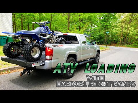 Loading an ATV In A Toyota Tacoma CORRECTLY using Harbor Freight ramps