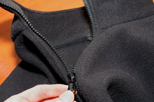zipper on fleece pullover jacket