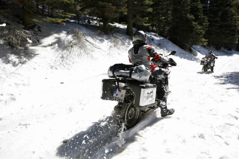 riding a motorcycle in the winter