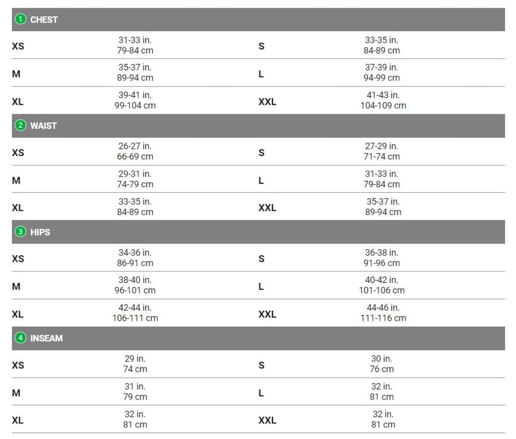 Garneau Sizing Chart