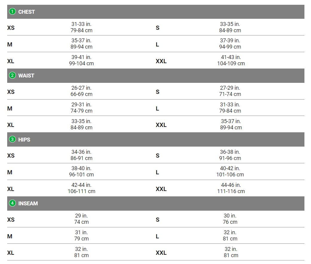 Garneau Cycling Shorts Size Chart