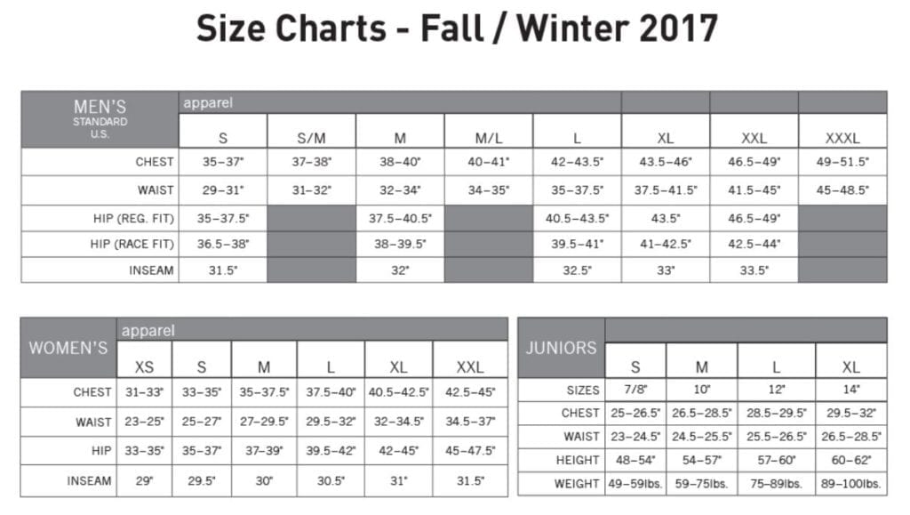 Pearl Izumi Road Bike Jersey Size Chart