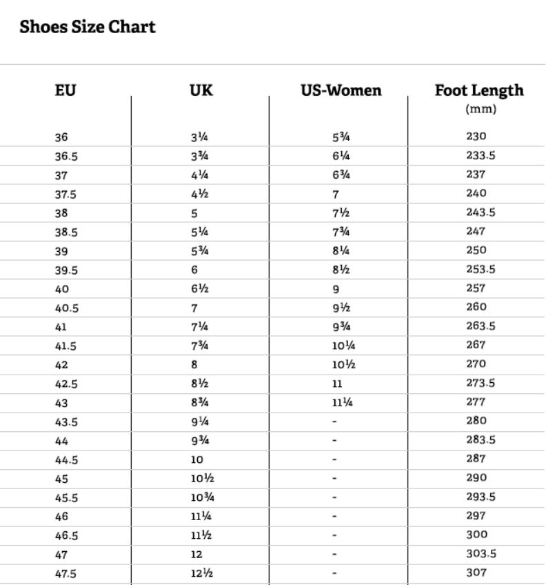 mtb shoe sizing