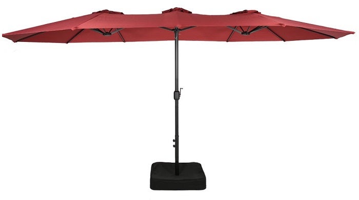 Iwicker Double-Sided Outdoor Patio Market Umbrella