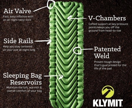 Klymit-Static-Lightweight-Sleeping-Green camping air mattress
