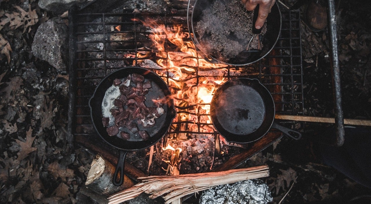 Preparing camping meals