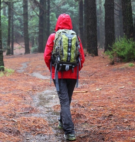 hiking with waterproof backpack 