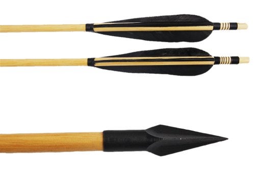 A Dozen Traditional Hunting Wood Arrows 150Grain Sharp Broadheads Shoot Animal 