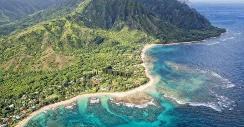kauai napali coast aerial view from helicopter