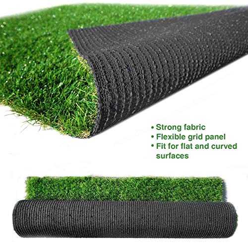 12, 4 1.38 Pile Height Green Pasture Artificial Grass Turf w/Drainage Holes & Rubber Backing Indoor/Outdoor Realistic Synthetic Fake Lawn Rug Mat for Backyard Balcony Landscape and Pets 