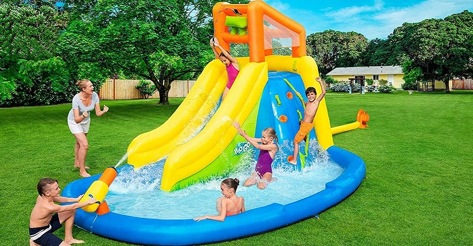 badewanne Water Slide Slides Inflatable Water Slides with Anti-Collision Pads Water Slides Childrens Double Summer Outdoor Products PVC Inflatable Water Lawn Surfing Water Spray Toys
