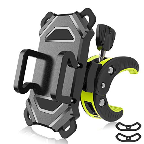 iOS Android Phone Holder Cradle|360 Degree Swivel Rubber Strap & One-Click Release|Top Road & Mountain Biking Accessory Universal Bicycle Phone Holder For Cellphone GPS & More WhimS Bike Phone Mount