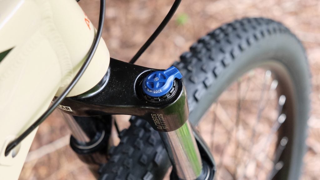The Zion's suspension fork features a lockout to keep the fork from bobbing when riding on pavement.