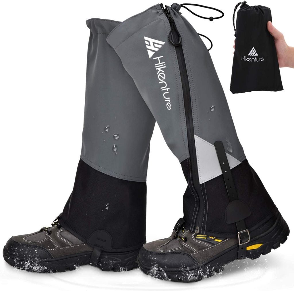 Hikenture Leg Gaiters with Waterproof Zipper, Anti-Tear Water-Resistant Hiking Gaiters, Breathable Shoe Gaiters for Men & Women, Adjustable Snow Boot