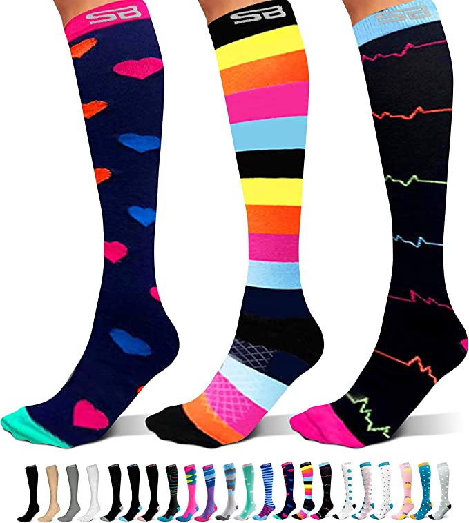 SB SOX 3-Pair Compression Socks (15-20mmHg) for Men & Women