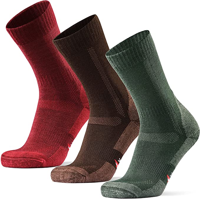 Danish Endurance 3-pack red, brown and green wool socks